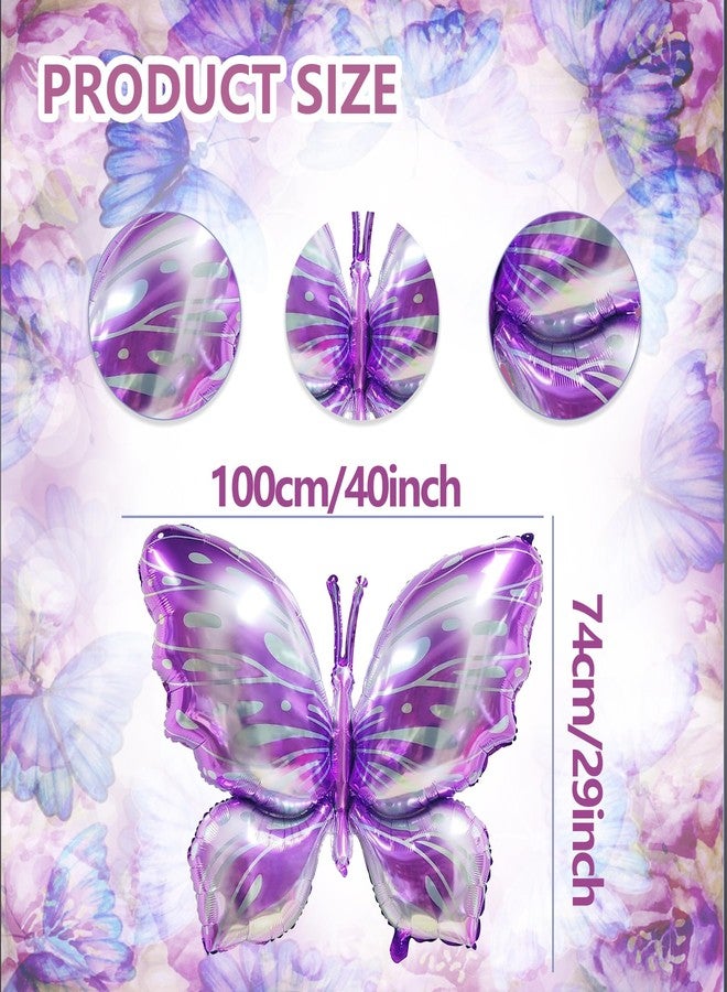 CUUSNNY 6 Pcs Butterfly Balloons,40 Inch Purple Butterfly Balloon Butterfly Birthday Decorations for Butterfly Theme Garden Party Wedding Birthday Baby Shower(Purple) - Image 2